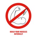 Anti doping sign with a strong muscular arm and a syringe