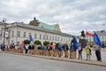 Anti-government group protesters on the Krakowskie Przedmiescie street