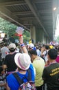 Anti-government protesters to blockade the Royal Thai Police. The protest Against The Amnesty bill Royalty Free Stock Photo