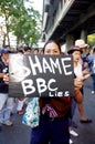 Anti-government protesters to blockade the Royal Thai Police. The protest Against The Amnesty bill Royalty Free Stock Photo