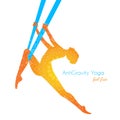 Anti-gravity yoga poses woman silhouette