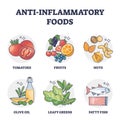 Anti inflammatory foods list for stomach digestive health outline collection