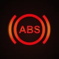 Anti-lock braking system ABS warning light.