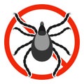 Anti mite parasite icon. The Mite parasite with red ban sign