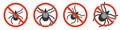 Anti mite parasite icon. The Mite parasite with red ban sign