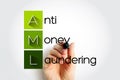 Anti Money Laundering text, business concept background Royalty Free Stock Photo