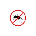 Anti mosquito sign. Mosquito in a crossed out circle eps ten