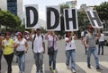 Anti Nicolas Maduro protesters marching in a massive demonstration against the dictatorshi