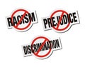 Anti racism, anti prejudice, anti discrimination sticker sign Royalty Free Stock Photo