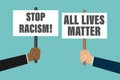 Anti racism vector banner. black lives matter. stop racist. racial diversity race concept. together against racial discrimination