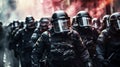 Anti-Riot Police Ready for Civil Disturbance. Generative ai