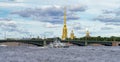 A anti-saboteur boat P-430 `Valeriy Fedyanin` in front of Peter