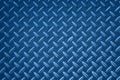 Anti slip blue metal plate with diamond pattern Royalty Free Stock Photo