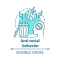 Anti social behavior concept icon. Antisocial behaviour. Crimes against humanity idea thin line illustration. Social