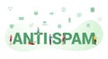 Anti spam concept with big word or text and team people with modern flat style - vector Royalty Free Stock Photo