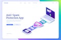 Anti spam protection app isometric landing page