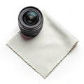 Anti-static lens cleaning cloth for camera Royalty Free Stock Photo