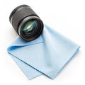 Anti-static lens cleaning cloth for camera Royalty Free Stock Photo