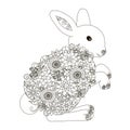 Anti stress abstract rabbit hand drawn monochrome vector