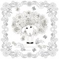 Anti stress abstract sheep, butterflies, square flowering frame