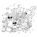 Anti-stress coloring book with cute little monsters Royalty Free Stock Photo