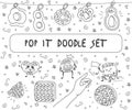 Anti-stress game for kids. Pop it. Doodle set. Hand drawn.