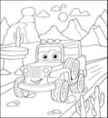 Anti stress ilustration for kids with automobile