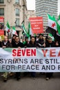 Anti Syrian President Assad protesters march in central London