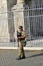 Anti-terrorism soldier on patrol in Rome tourist sites