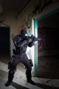 Anti terrorist unit policeman during the night mission Royalty Free Stock Photo