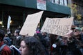 Anti trump signs and people at march in 2017