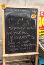 Anti UKIP message about immigration on blackboard Royalty Free Stock Photo