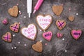 Anti-Valentine day concept. Cookies Alone but happy.