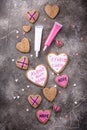 Anti-Valentine day concept. Cookies Alone but happy.