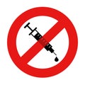 Anti-vax - Syringe with vaccine for vaccination is crossed out Royalty Free Stock Photo