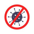 Anti virus symbol, hazard vector illustration, attention sign, corona virus cure, microbe, bacterium icon isolated on white