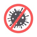 Anti virus symbol, hazard vector illustration, attention sign, corona virus cure, microbe, bacterium icon isolated on white
