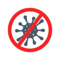 Anti virus symbol, hazard vector illustration, attention sign, corona virus cure, microbe, bacterium icon isolated on white