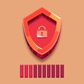 Anti-virus system, red shield lock and load bar Royalty Free Stock Photo
