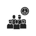 Anti war movement glyph black icon. Peaceful protest. Social protest. Pictogram for web page, mobile app, promo Royalty Free Stock Photo