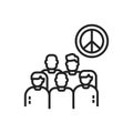 Anti war movement line black icon. Peaceful protest. Social protest. Pictogram for web page, mobile app, promo. Editable