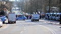 Anti-war protest outside Russian embassy in Warsaw. Demonstrators call for peace and condemn Putin.