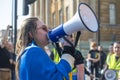 Anti war protester at the London Stands With Ukraine rally, London, UK. Royalty Free Stock Photo