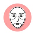 Antiaging face Botox sticker icon. Simple thin line, outline vector of anti agies icons for ui and ux, website or mobile