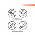 Antibacterial and antifungal line vector icon