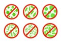 Antibacterial antiviral icon germ. Virus bacteria vector stop symbol. Anti covid sign kill germ icon