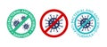 Antibacterial antiviral icon germ. Virus bacteria vector stop symbol. Anti covid sign kill germ icon