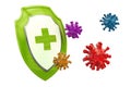 Antibacterial or antivirus shield, healthcare concept. 3D render Royalty Free Stock Photo