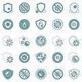 Antibacterial Defence icons. Virus and Shield vector signs Royalty Free Stock Photo