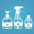 Antibacterial disinfectant spray and gel soap. Bottle dispenser icon Royalty Free Stock Photo